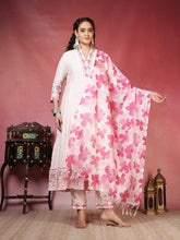 Embroidered Chanderi Kurta With Pant & Dupatta